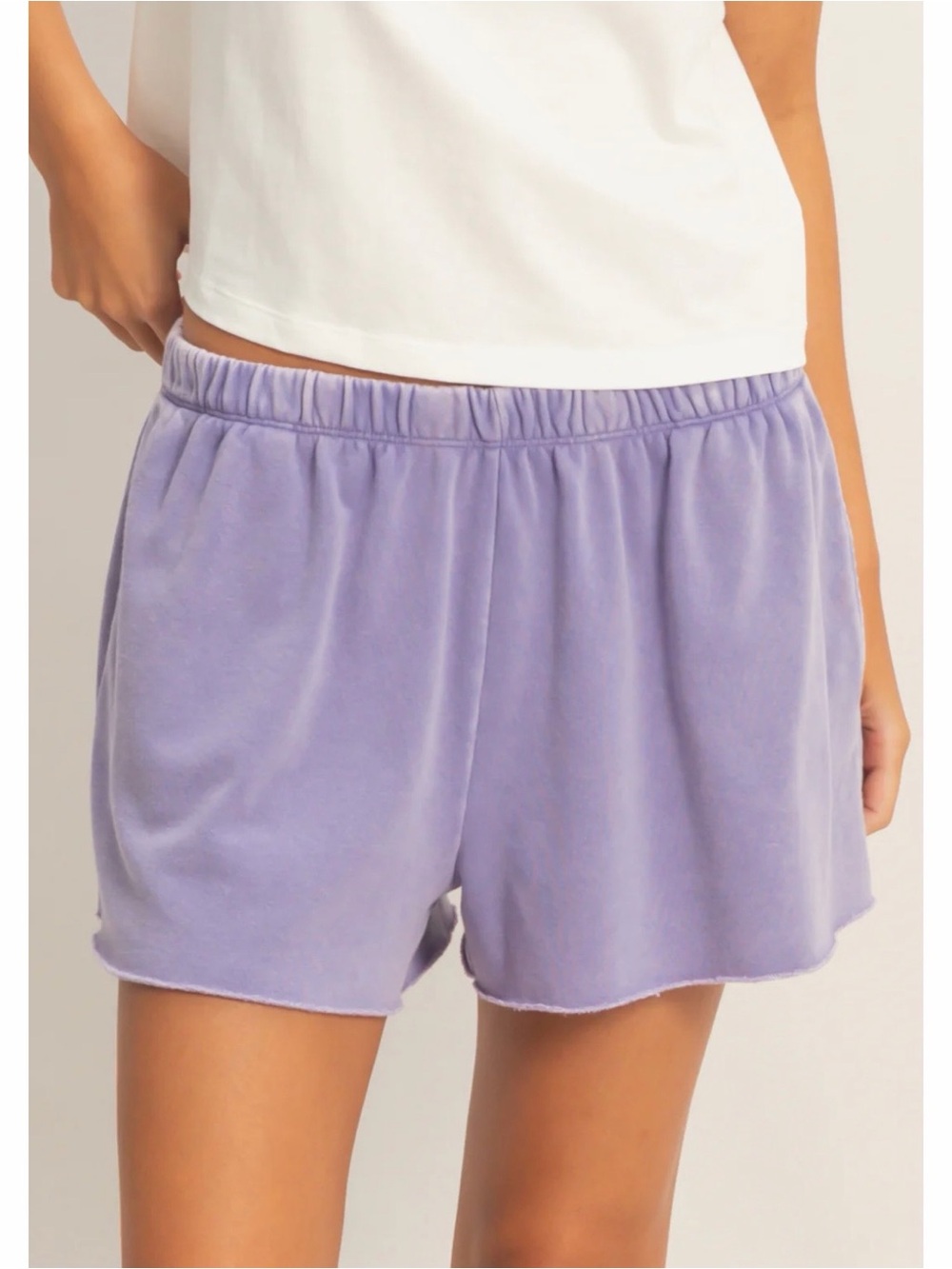 NEW Double Zero Lavender Mineral Wash French Terry Shorts – S/M/L